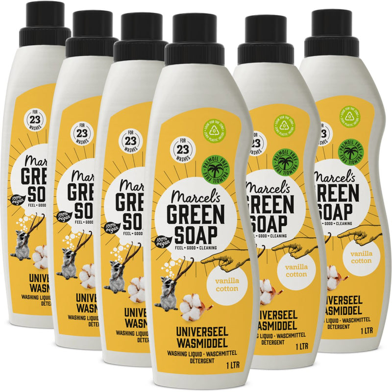 Marcel's green soap universeel wasmiddel - vanille katoen - 6 x 1l - 138 wasbeurten