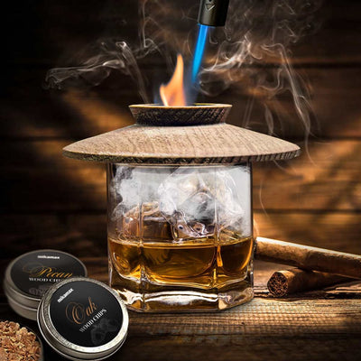 Mikamax whisky smoker set - cocktail rookset met brander en 4 soorten houtsnippers