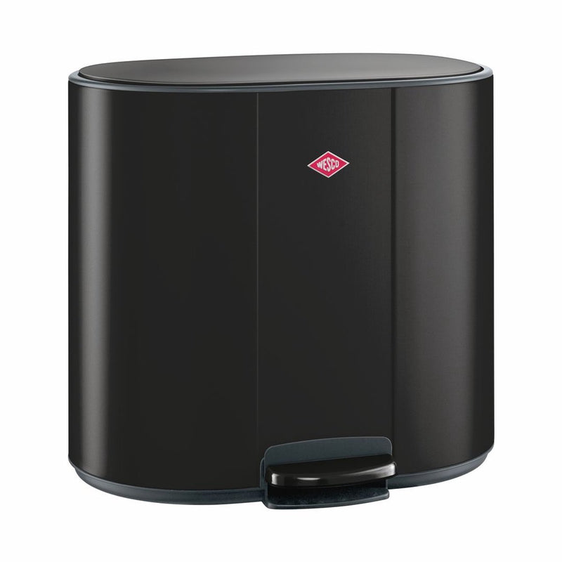 Wesco multicollector 3 prullenbak afvalscheiding (1x25 liter, 2x12 liter) | 49 liter | metaal - matzwart | pedaalemmer met soft close en geurfilter