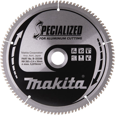 Makita ø 260mm asgat 30mm 100t afkortzaagblad voor aluminium | specialized: aluminium - b-33336