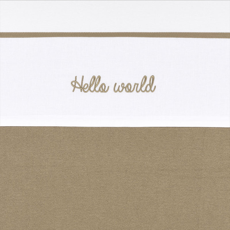 Meyco baby hello world wieglaken - taupe - 75x100cm - 0.3 tog