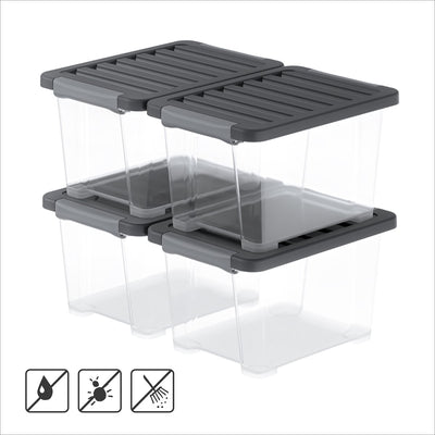 Rotho core pro - opbergboxen - set van 4 - stapelbaar - 15 ltr
