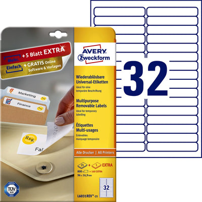 Merkloos sans marque avery removable labels 96 x 16,9mm (25)