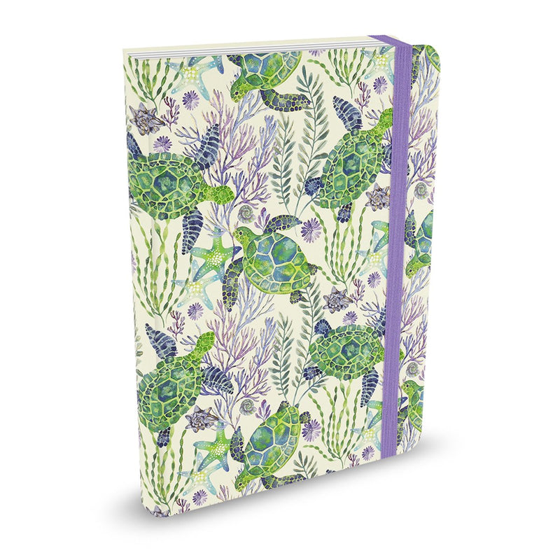 Peter pauper mid size notitieboek - sea turtles - met elastieksluiting - 16x21 cm