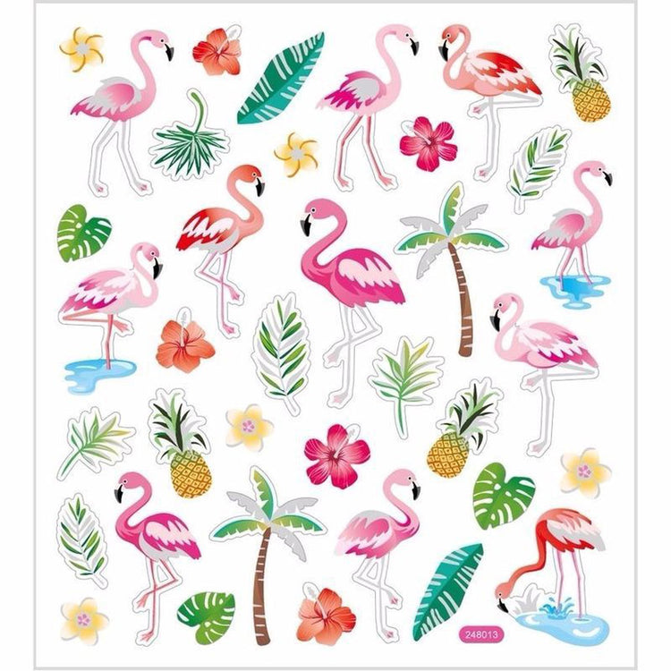 Creativ company flamingo stickervel met 37 gekleurde stickers