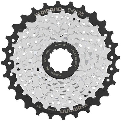 Shimano cs-hg400 7-speed cassette 11-28t – hyperglide hg cassette voor mtb trekking – staal, zilver zwart