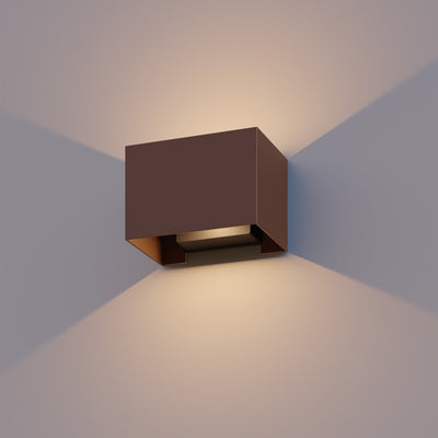 Calex led wandlamp venice - rechthoek - up down - verstelbare stralingshoek - 7w - warm wit licht - voor binnen en buiten - roestkleur