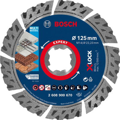 Bosch accessoires expert multimaterial x-lock - cutting disc - brick - concrete - hard concrete - stone - bosch - 2.22 cm - 12.5 cm - 2.4 mm