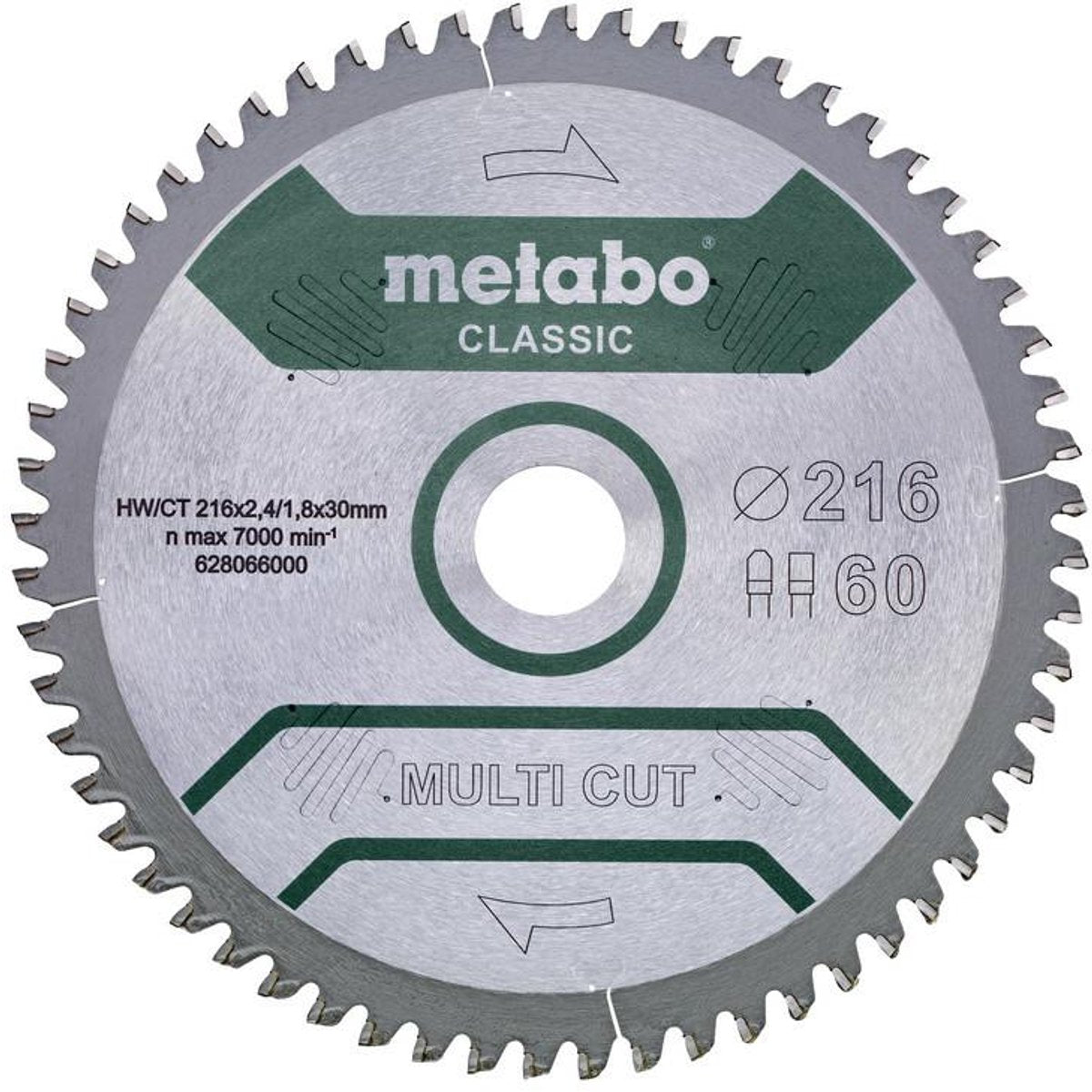 Metabo accessoires metabo multi cut classic - cirkelzaagblad - 216mm - 60 tanden - fz tz geometrie