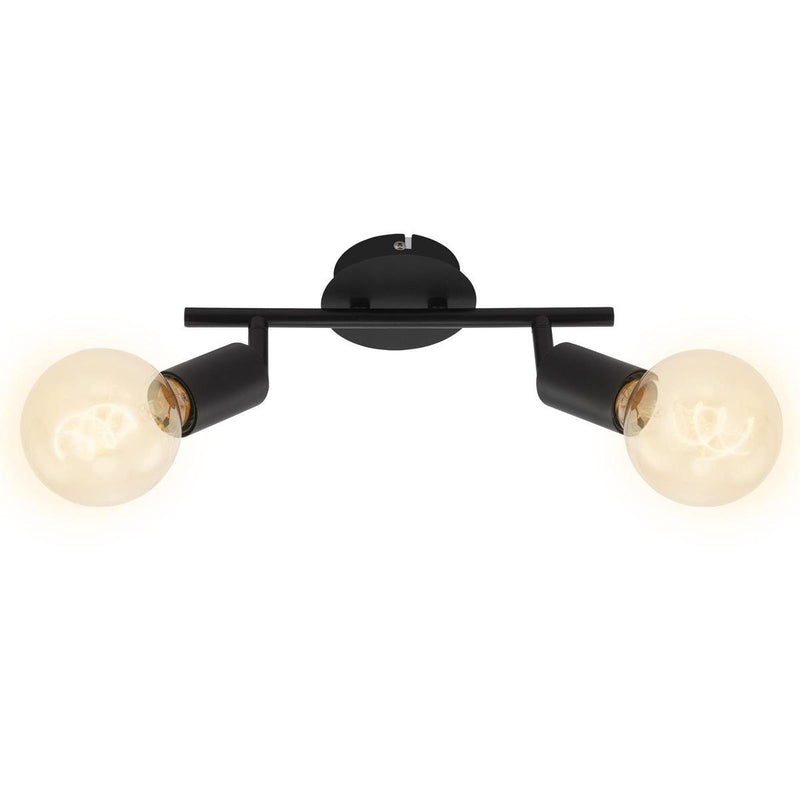 Briloner pearl - plafond spot 2-lichts - plafondlamp retro vintage - spotkoppen draaibaar en kantelbaar - 2x e27 - max. 60w - metaal - zwart - met een metalen rand