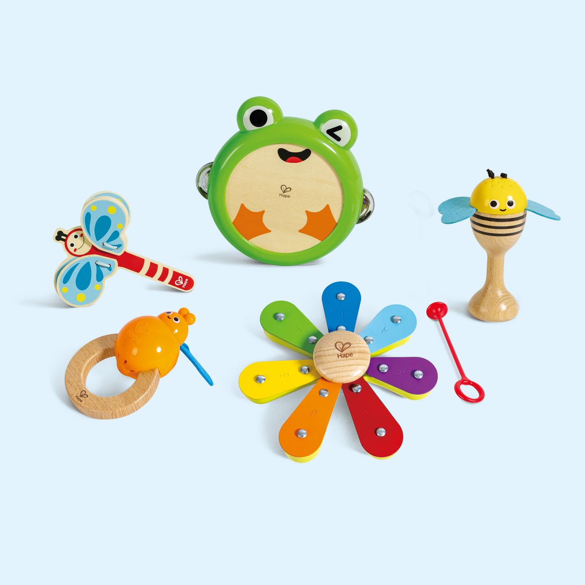 Hape nature band rhythm kit - natuur slagwerkinstrumenten set voor kinderen vanaf 2 jaar - 6-delig