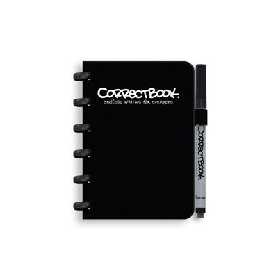 Correctbook a6 uitwisbaar notitieboek – herbruikbaar schrift – ink black zwart – blanco – inclusief pen wisdoekje – aanvulbaar met extra pagina’s