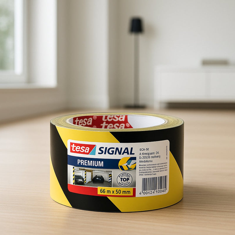 Tesa waarschuwingstape zwart geel - 66 m x 60 mm