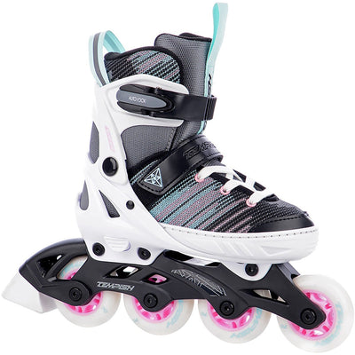 Tempish systent skeelers - inline skates - verstelbaar - kinderen - wit zwart roze - maat 29-32