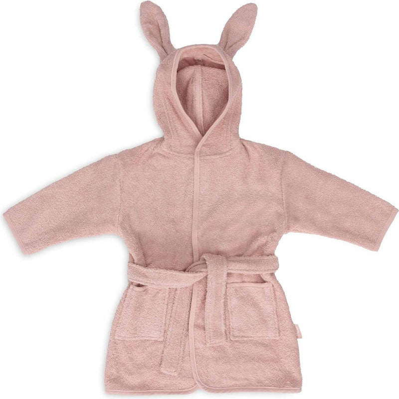 Jollein - baby badjas badstof 1-2 jaar - badjas kinderen met capuchon - wilde rose