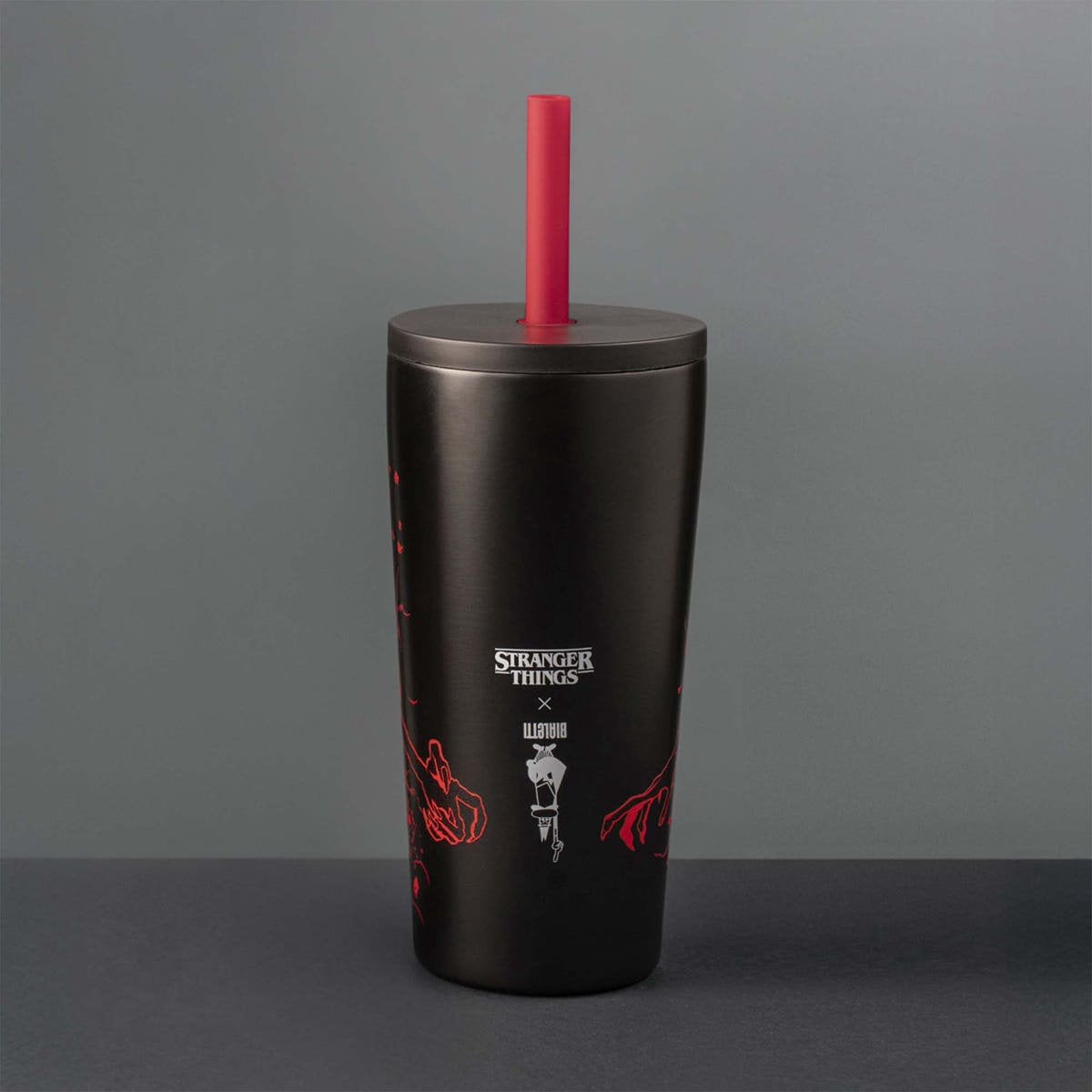 Bialetti stranger things - thermosbeker met rietje - rvs - 600ml - glow in the dark - reisdrinkbeker