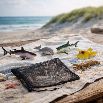 Eddy toys oceaandieren speelfigurenset - 6-delig speelgoed zeedieren set met handig opbergzakje - geschikt voor kinderen vanaf 3 jaar - gemaakt van kunststof - meerkleurige uitvoering
