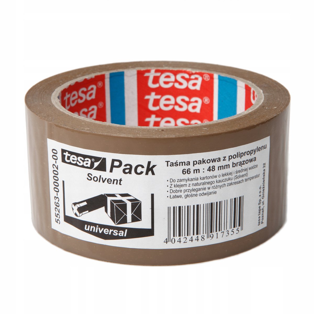Tesa standaard pakband solvent 48mm-66m bruin