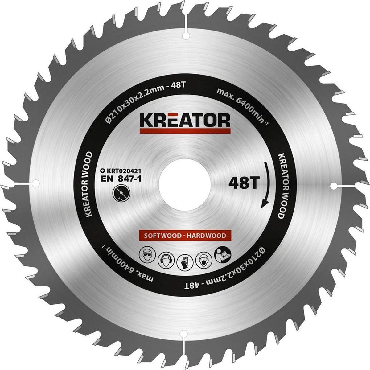 Kreator krt020421 zaagblad hout 210 mm - 48t