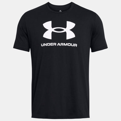Under armour ua sportstyle logo update ss-blk heren sportshirt - zwart - wit