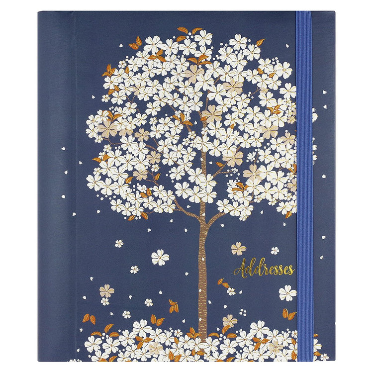 Peter pauper addressbook large - falling blossoms - met elastieksluiting - 16x21 cm