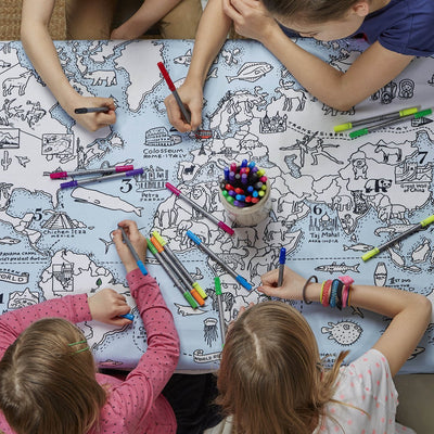 Eatsleepdoodle tafellaken met wereldkaart