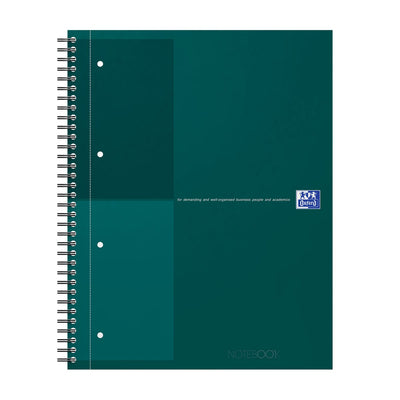 Oxford international notebook a4+ gelijnd 4 gaats 80 vel stevige kartonnen kaft 30 jaar groen