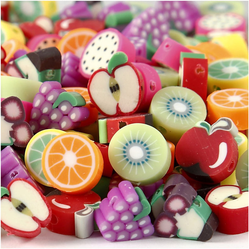 Creativ company cc figure beads, fruit, dia. 10 mm, hole size 1,5 mm, 200 asstd. 1 pack