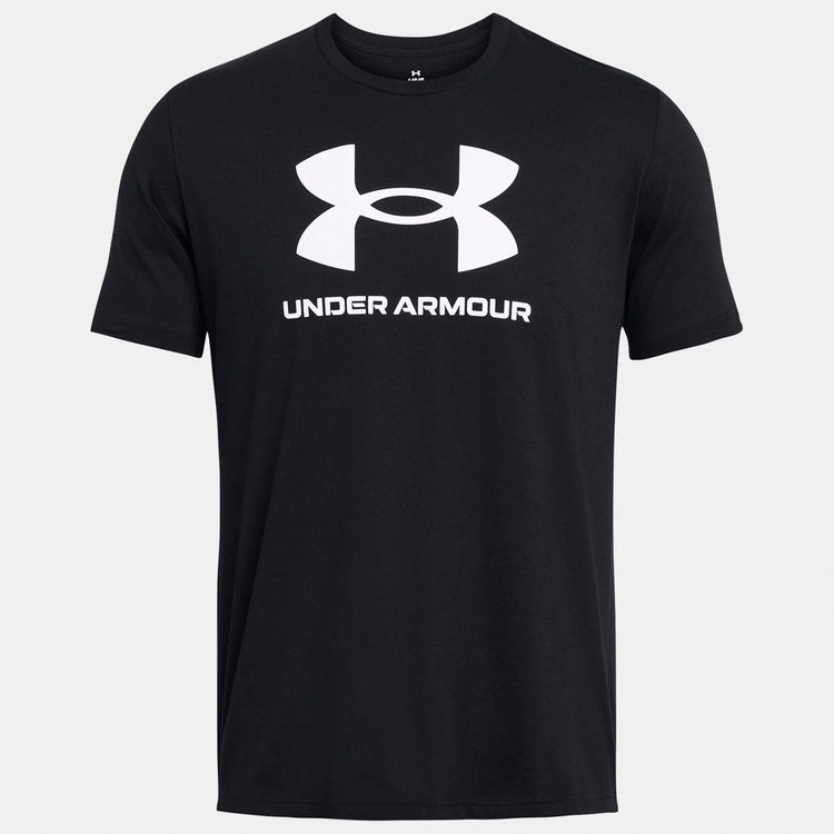 Under armour ua sportstyle logo update ss-blk heren sportshirt - zwart - wit