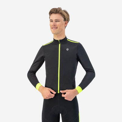 Rogelli core heren fietsshirt - lange mouw - 3 achterzakken - zwart fluor
