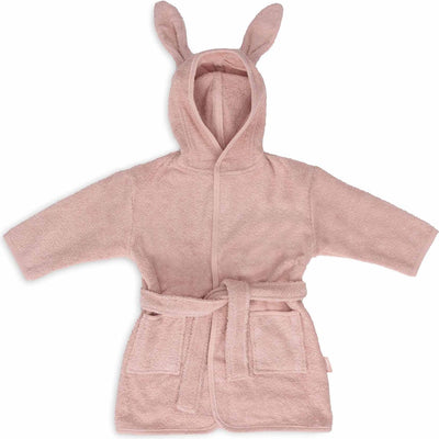 Jollein - baby badjas badstof 1-2 jaar - badjas kinderen met capuchon - wilde rose