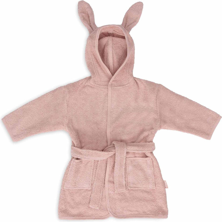 Jollein - baby badjas badstof 1-2 jaar - badjas kinderen met capuchon - wilde rose
