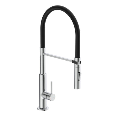 Schütte stilo design keukenkraan - mengkraan - hoge, draaibare uitloop - uittrekbare mousseur - zijdelingse greep - soft-touch slang, chroom zwart