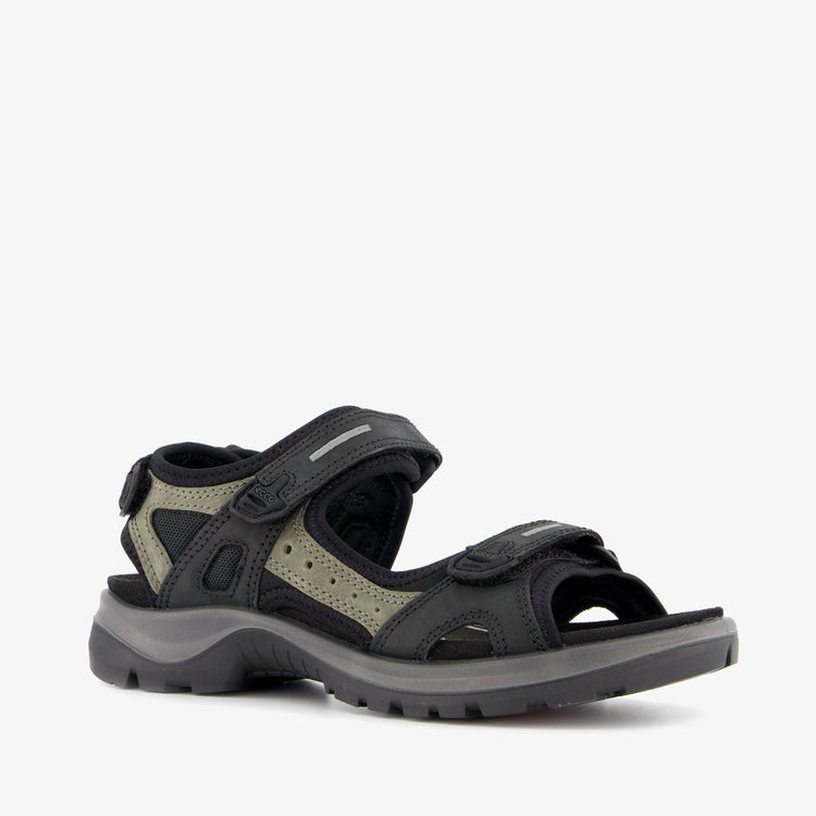 Ecco onroads leren dames sandalen zwart groen - maat 38