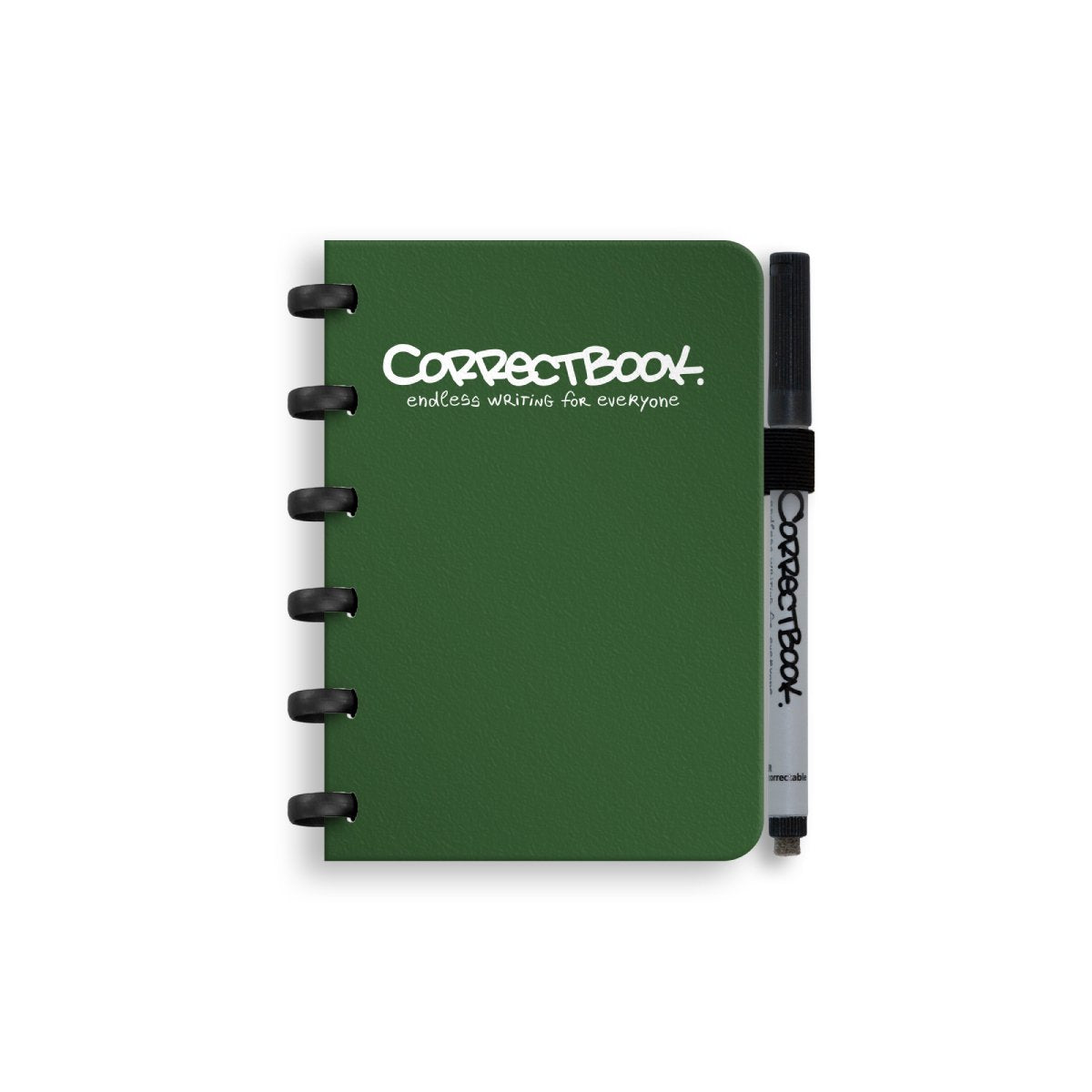 Correctbook a6 uitwisbaar notitieboek – forest green – blanco – herbruikbaar schrift – inclusief pen wisdoekje – aanvulbaar met extra pagina’s