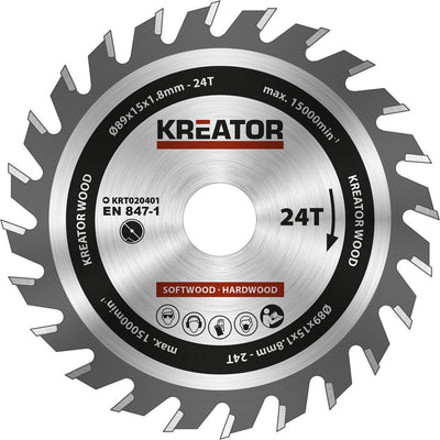 Kreator - krt020401 - cirkelzaagblad - ø 89x15x1,8mm 24t