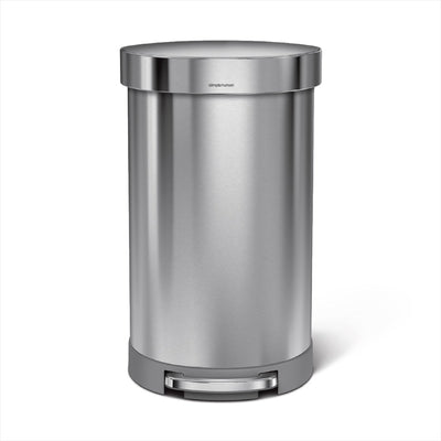 Simplehuman halfronde pedaalemmer - 45 liter - met zakkenrand - geborsteld roestvrij staal