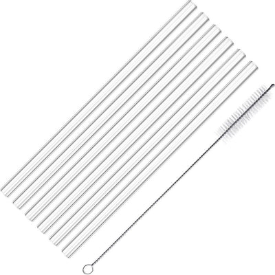 Westmark 6 glazen rietjes, recht, incl. 1 reinigingsborsteltje, lengte: 20 cm, ø 0,8 cm, borosilicaatglas, doorzichtig, 62622260