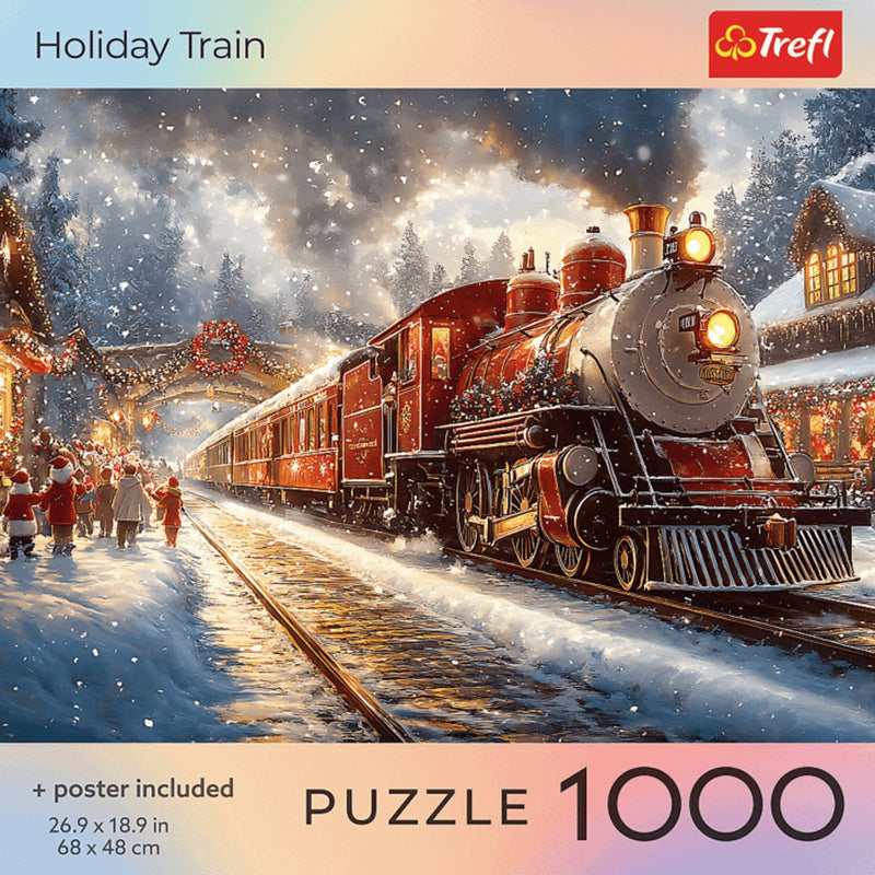 Trefl legpuzzel 1000 stukjes kerstmis holiday train puzzel volwassenen.
