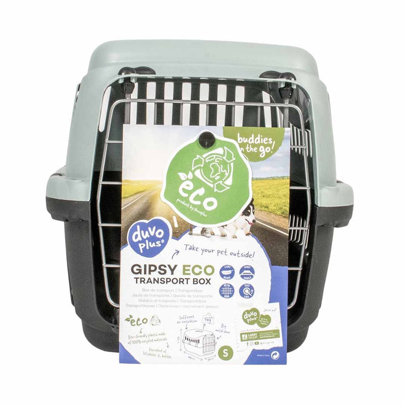 Duvo plus buddies on the go! gipsy eco transportbox - reismand kat en kleine hond - metalen deur - l 58x38x38cm - max. 8kg - ice l