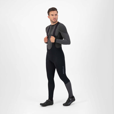 Rogelli essential hi vis fietsbroek heren - bretels - zwart - l