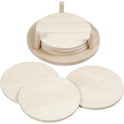 Creativ company cc houten ronde onderzetters 9,5 cm 6 stuks