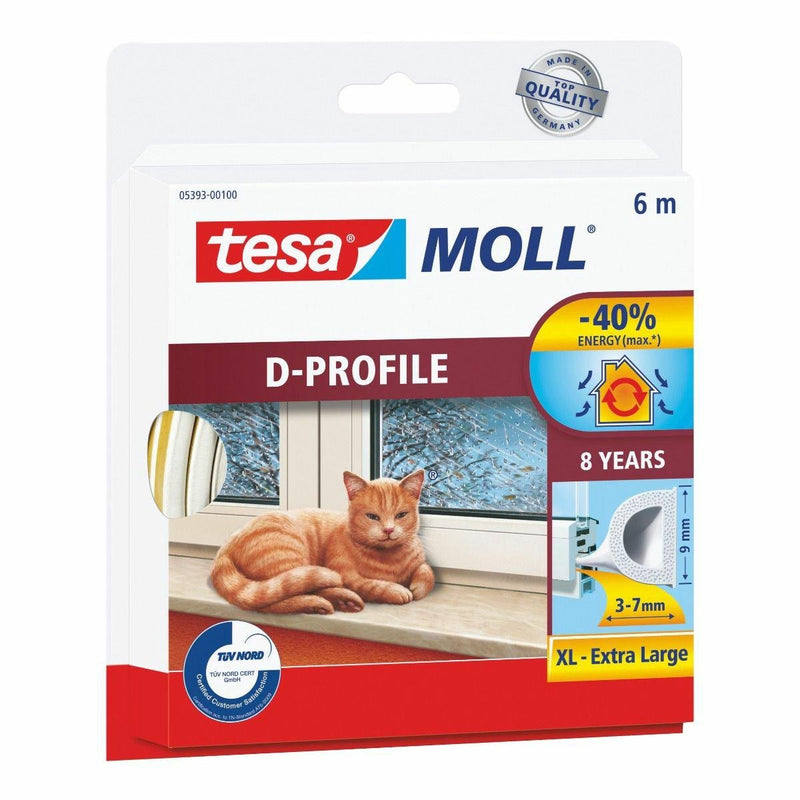 Tesa moll - raamsluiting - d-profiel - 6m - biam