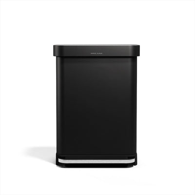 Simplehuman rechthoekige pedaalemmer - 55l - met zakkenhouder - mat zwart rvs