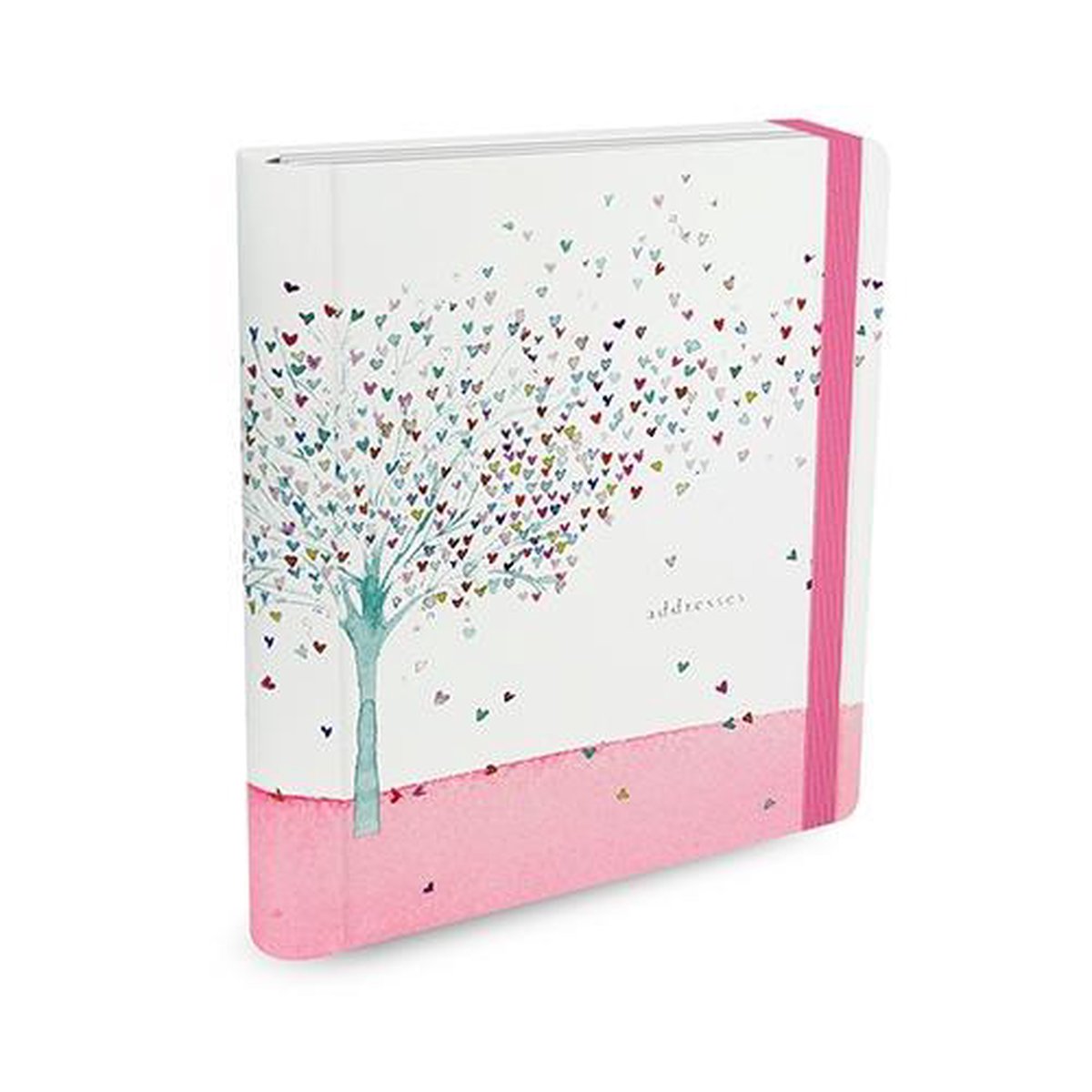 Peter pauper addressbook large - trea of hearts - met elastieksluiting - 16x21 cm