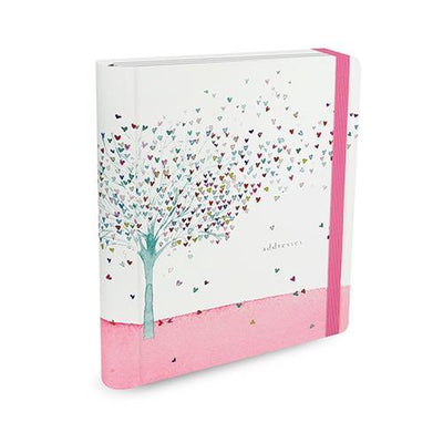Peter pauper addressbook large - trea of hearts - met elastieksluiting - 16x21 cm
