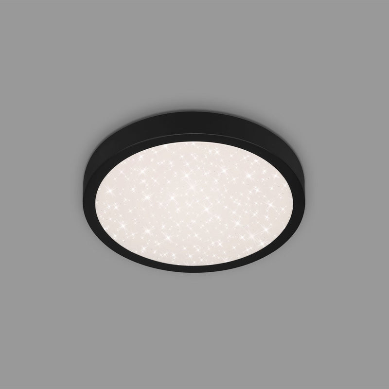 Briloner runa - sterrenhemel plafonniére - plafondlamp met metaal - 4000 k - 18w - zwart - ø28cm