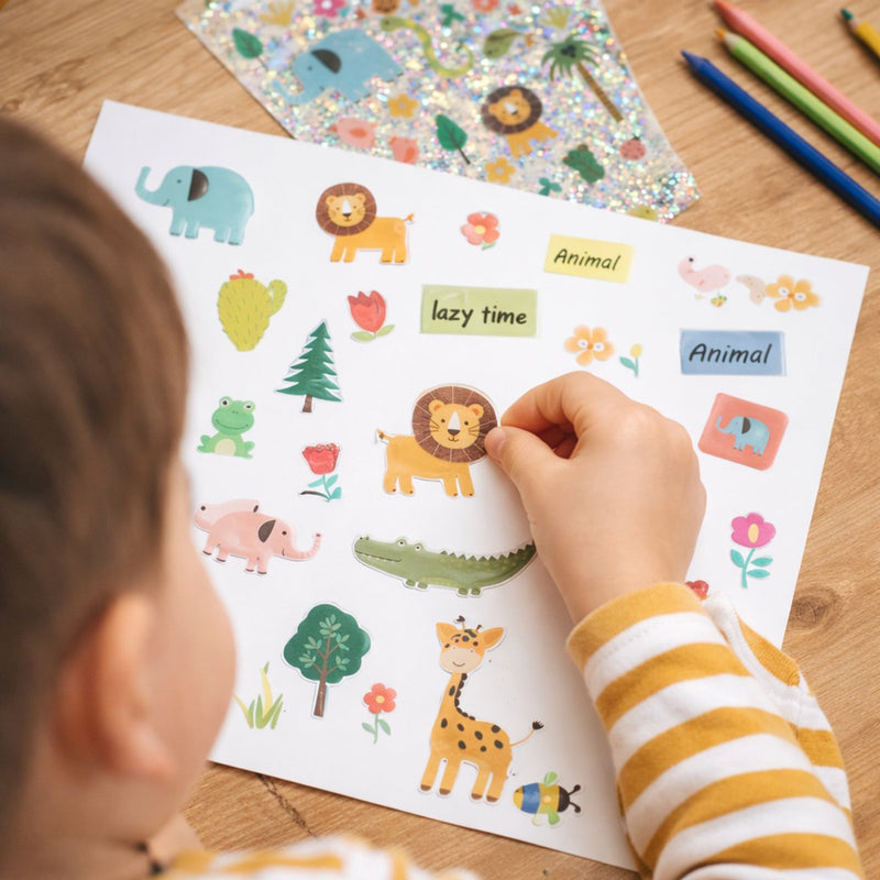 Creative kids dierenstickers voor kinderen - 160 stuks verdeeld op 3 vellen - uitvoering met 3d, glitter en mini stickers - ideaal om te knutselen en te decoreren - vanaf 3 jaar - meerkleurig