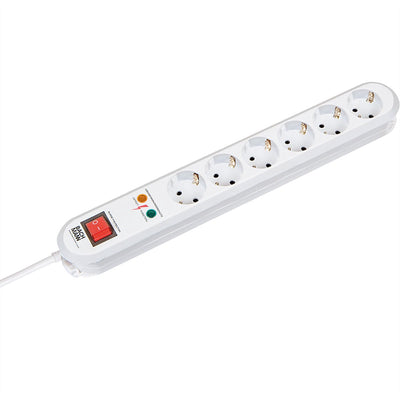 Bachmann smart stekkerdoos 6x geaard contact, schakelaar, overspanningsbeveiliging, wit, 1,5 m