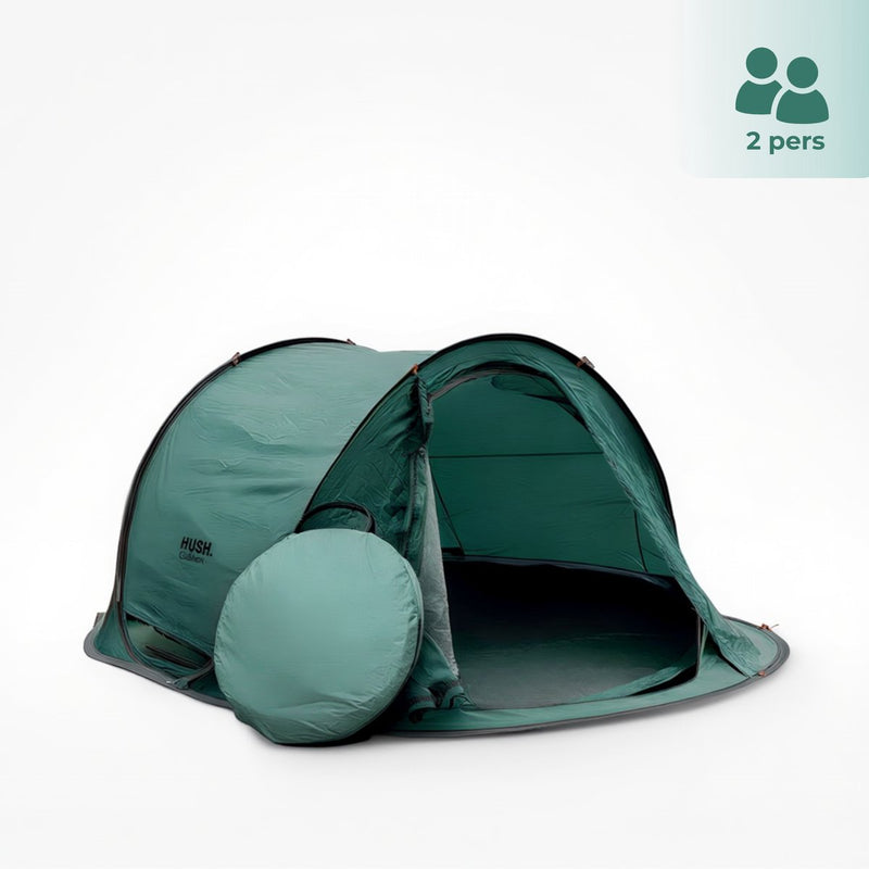 Hush. outdoor hush outdoor campingtent 2 persoons - pop up systeem - met ophanghaakje en opbergvakken -inc. draagzak